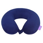 VIAGGI U Shape Round Memory Foam Soft Travel Neck Pillow for Neck Pain Relief Cervical Orthopedic Use Comfortable Neck Rest Pillow - Navy Blue